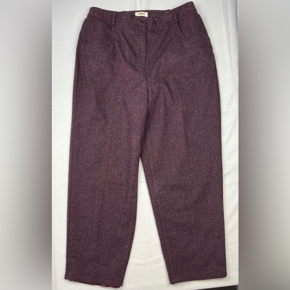 Vintage Wool Purple Trouser Pants Speckled Lined Talbots Dark Academia 18W